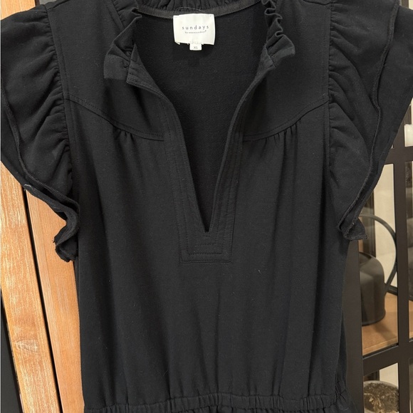 Sundays ruffle tiered mini dress short sleeve vneck June flutter cotton - Picture 8 of 12
